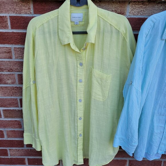 American Eagle Oversized Button Up Shirt Women's Size Small Lot of 2 - Picture 3 of 10